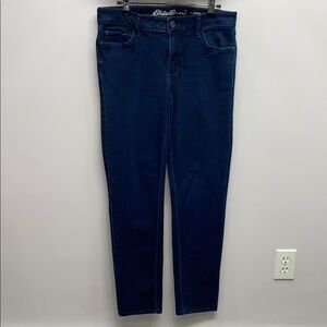 Eddie Bauer Slightly Curvy Slim Straight Leg Mid Rise Dark Wash Denim Jeans 10